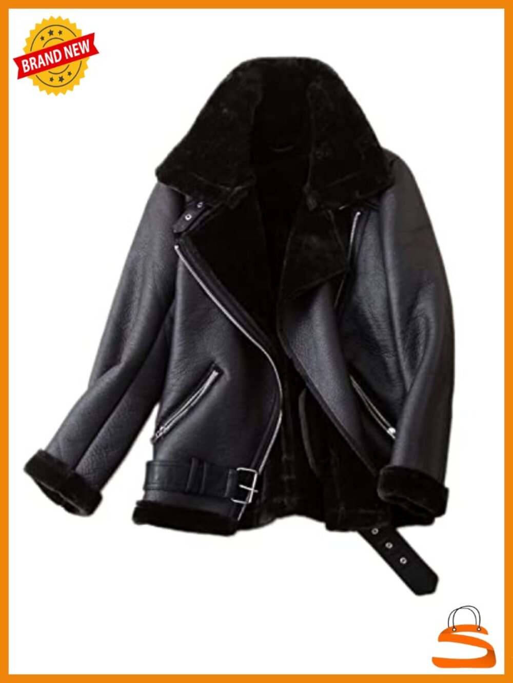 Faux Suede Faux Shearling Moto Jacket Thick Lined Winter Parka Coat
